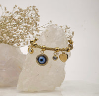 Evil Eye Charm Bracelet bracelet by Nashira, shown close up