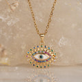 Vintage Multistone Evil Eye Pendant with Necklace
