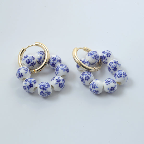 Flower Porcelain Hoops