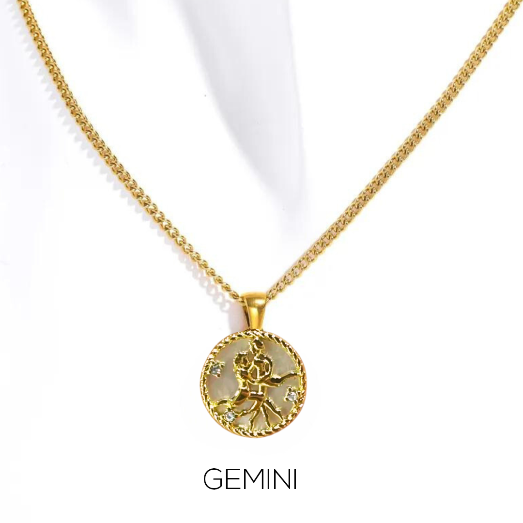 Zodiac Celestial Symbol Pendant with Chain necklace by Nashira, shown close up (image 6 of 16)