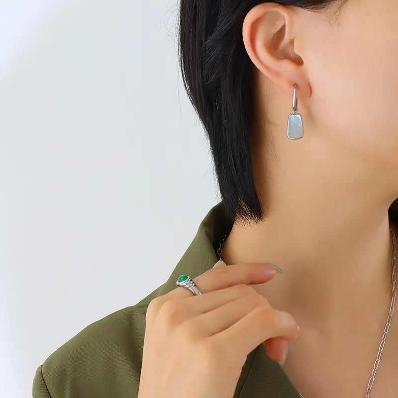 White Shell Hoops - earrings by Nashira