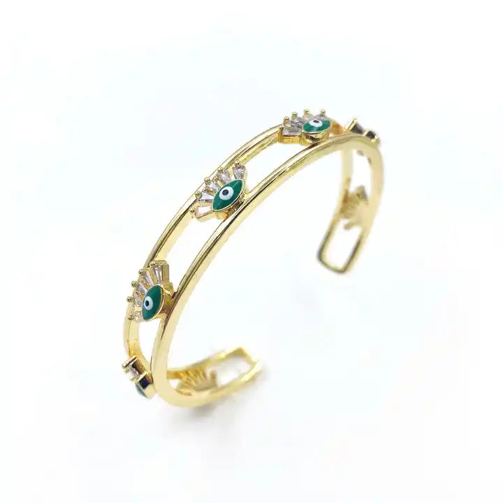 Zirconia Evil Eye Bracelet bracelet by Nashira, shown close up