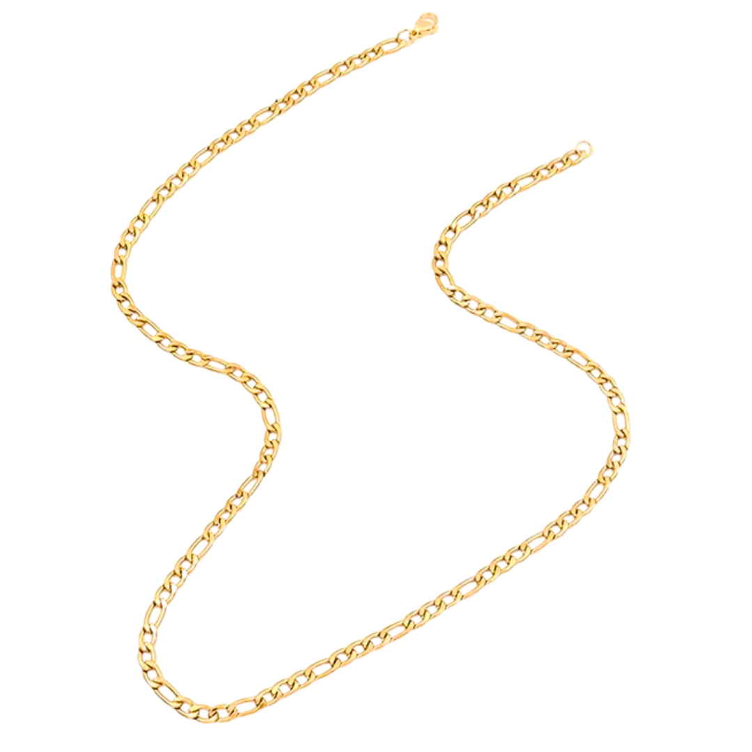 Gold Figaro Chain for Men necklace by Nashira, shown close up