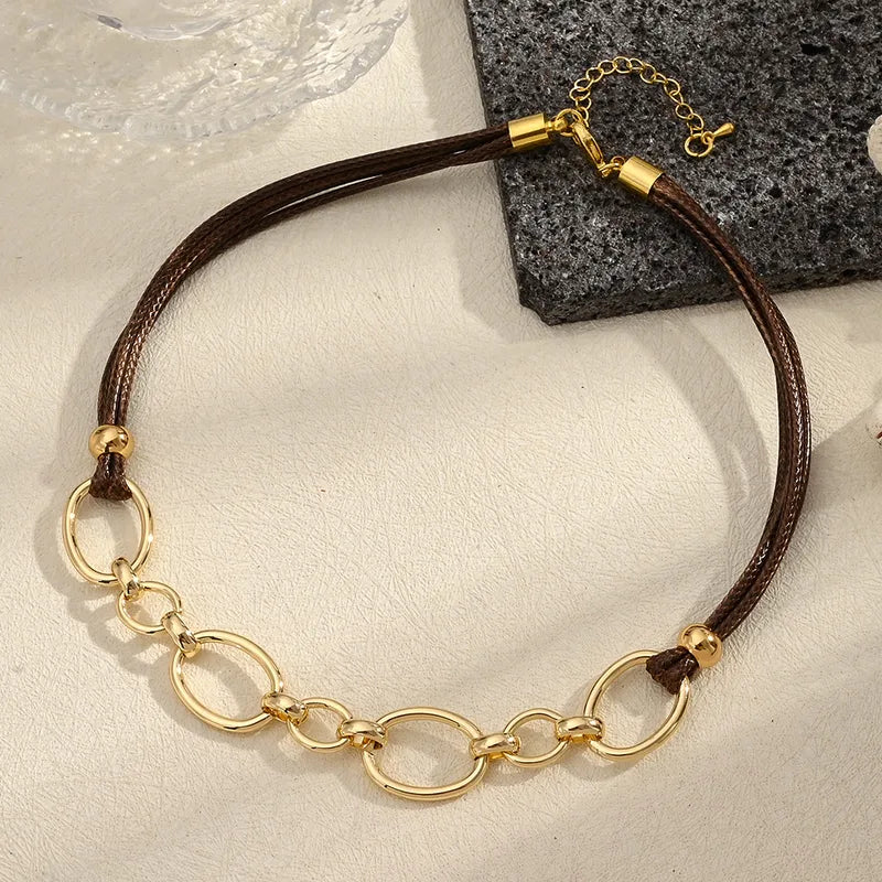 Gold Link Chain Necklace necklace by Nashira, shown close up