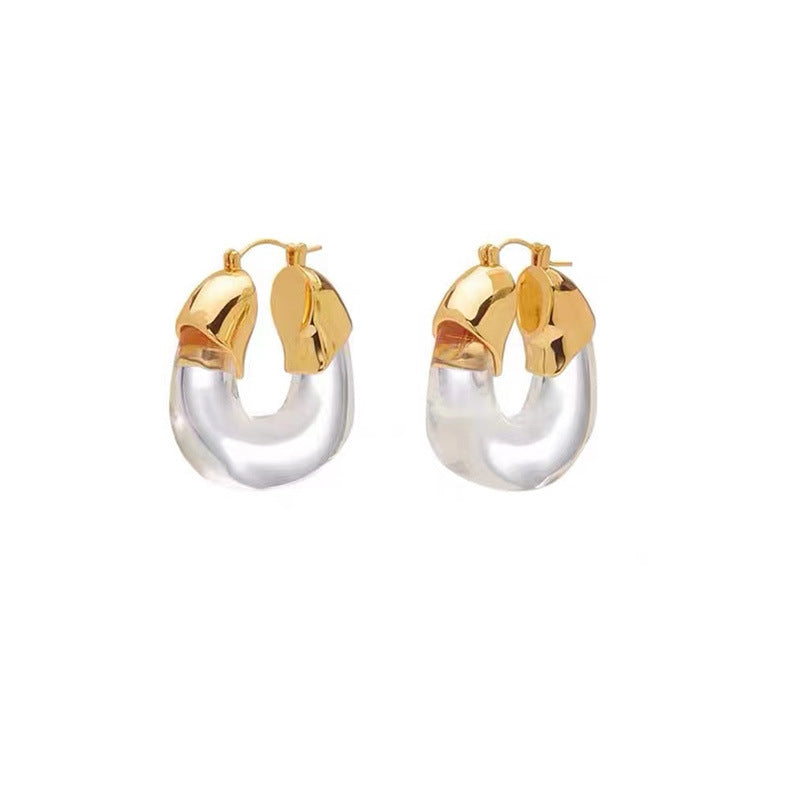 Heze Clear Resin Gold Hoops