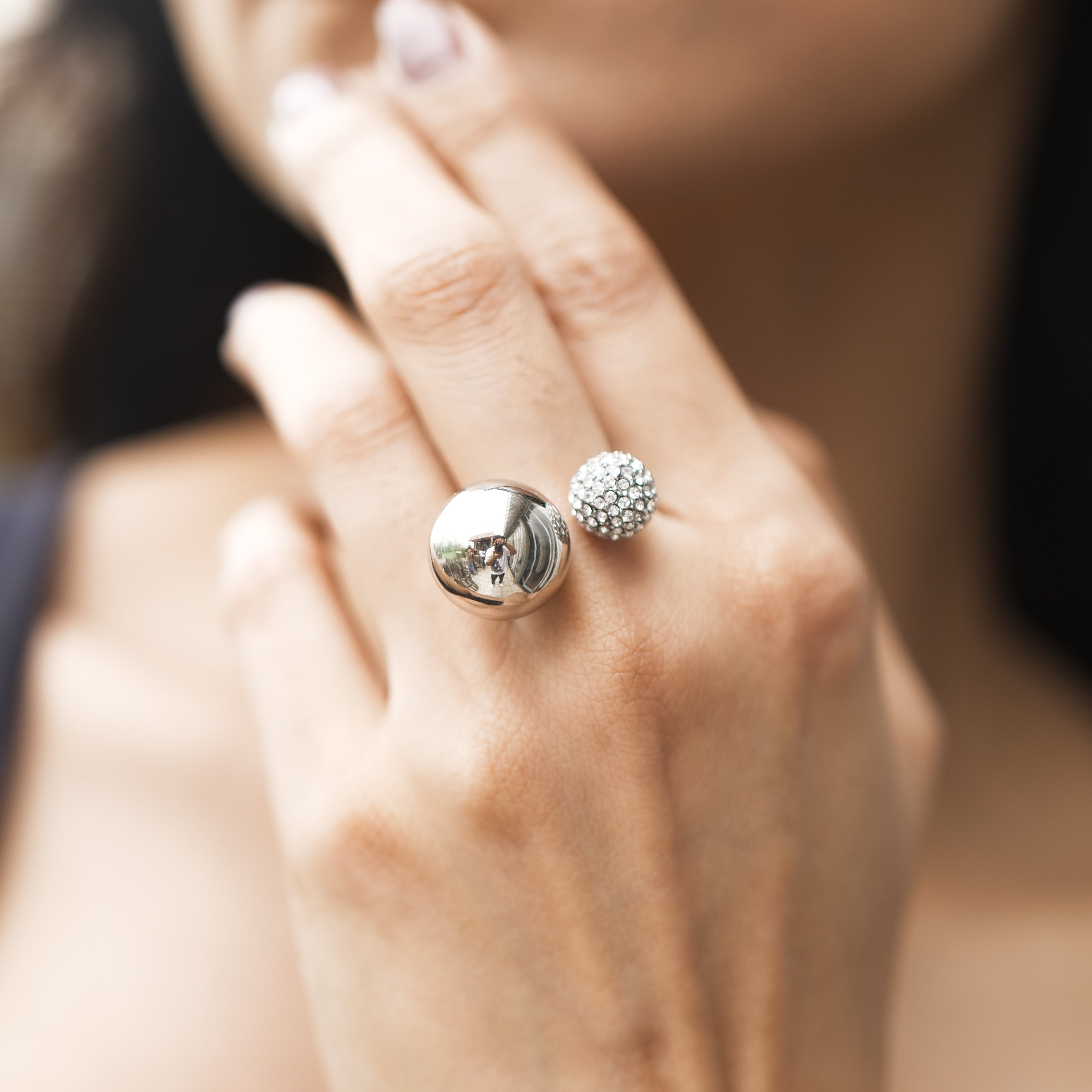 Luna Disco Deewane Front Opened Ring Gold Silver