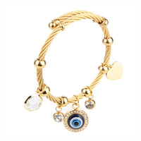 Evil Eye Charm Bracelet by Nashira, stainless steel bracelet