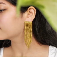 Rain Drop Tassel Earrings - Brass earrings by Nashira