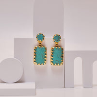 Serene Turquoise Danglers - Brass earrings by Nashira