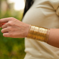 Wired Cuff bracelet by Nashira, shown close up