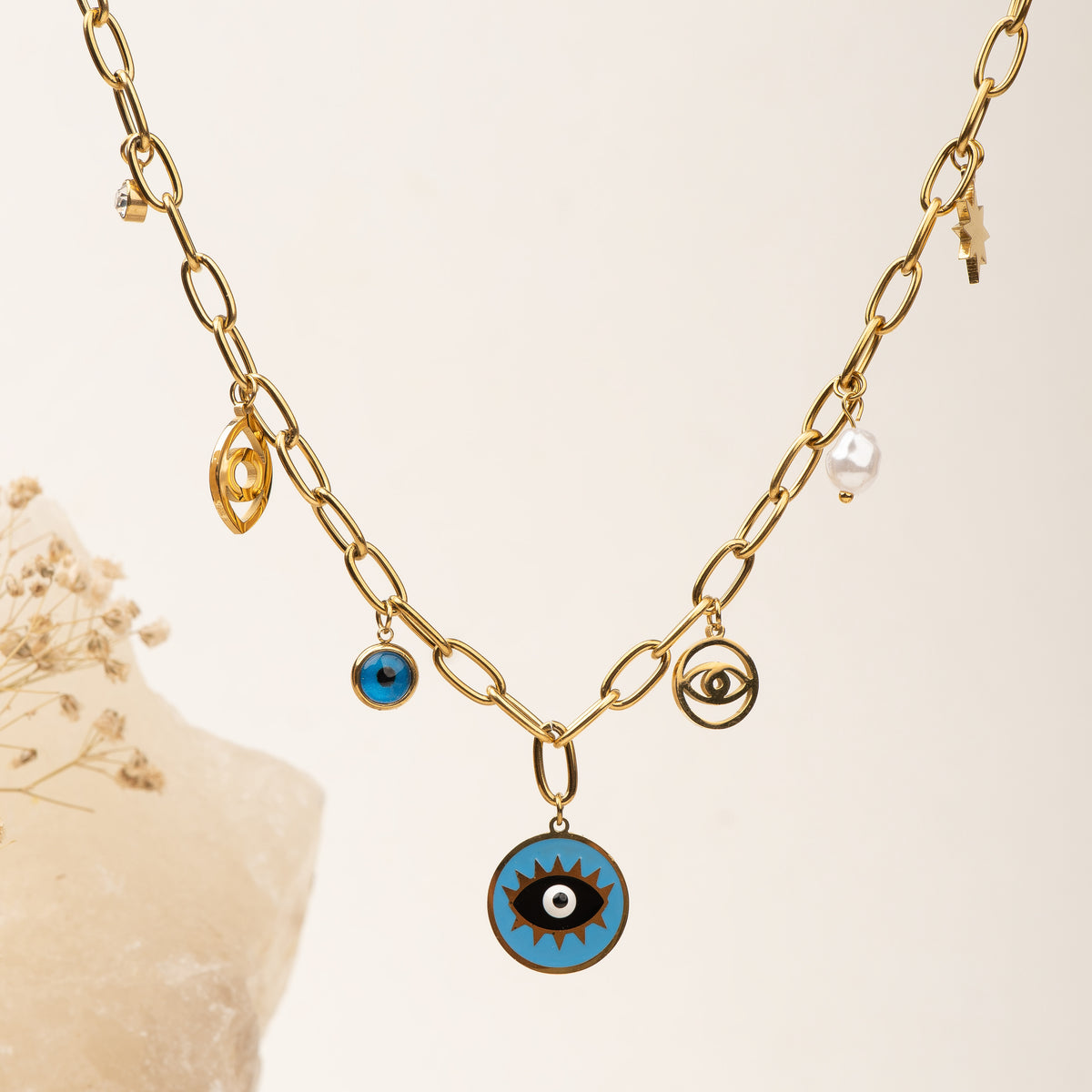 Chunky Charms Necklace necklace by Nashira, shown close up
