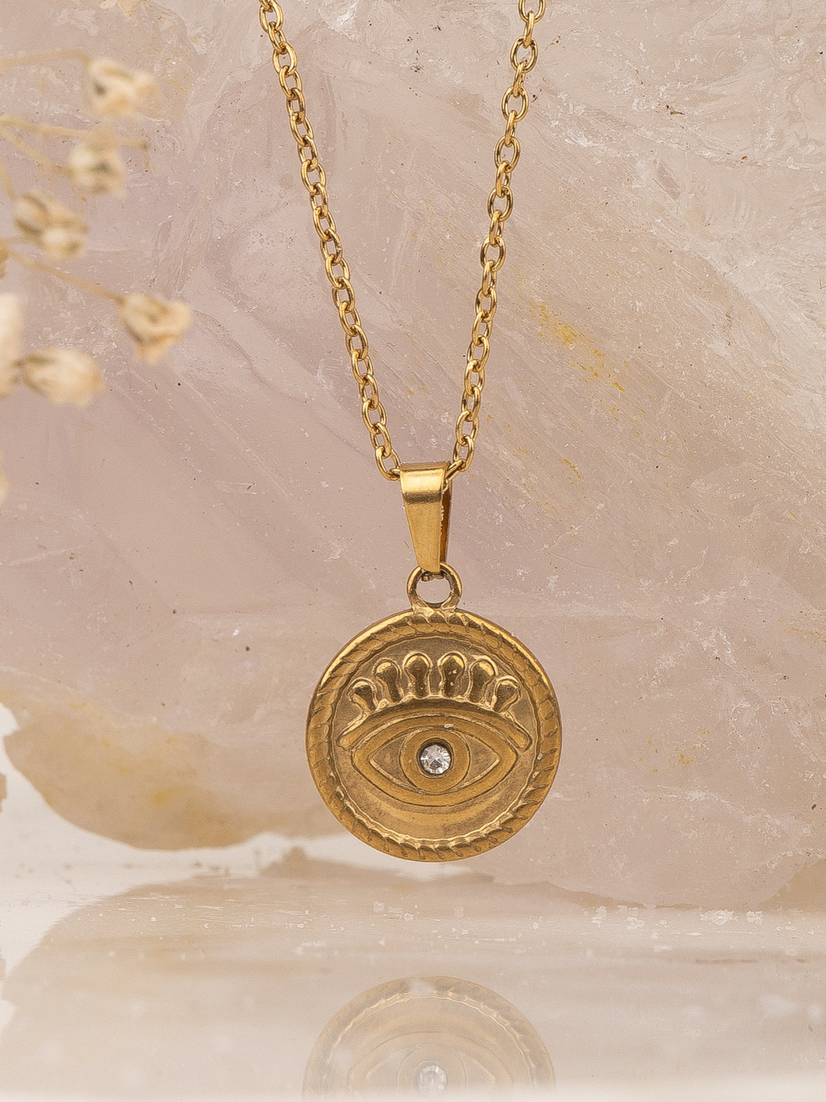 Vintage Allure Eye Necklace necklace by Nashira, shown close up