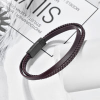Brown Two Layered Leather Bracelet for Men by Nashira, genuine leather bracelet