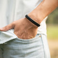 Black Leather Bracelet for Men