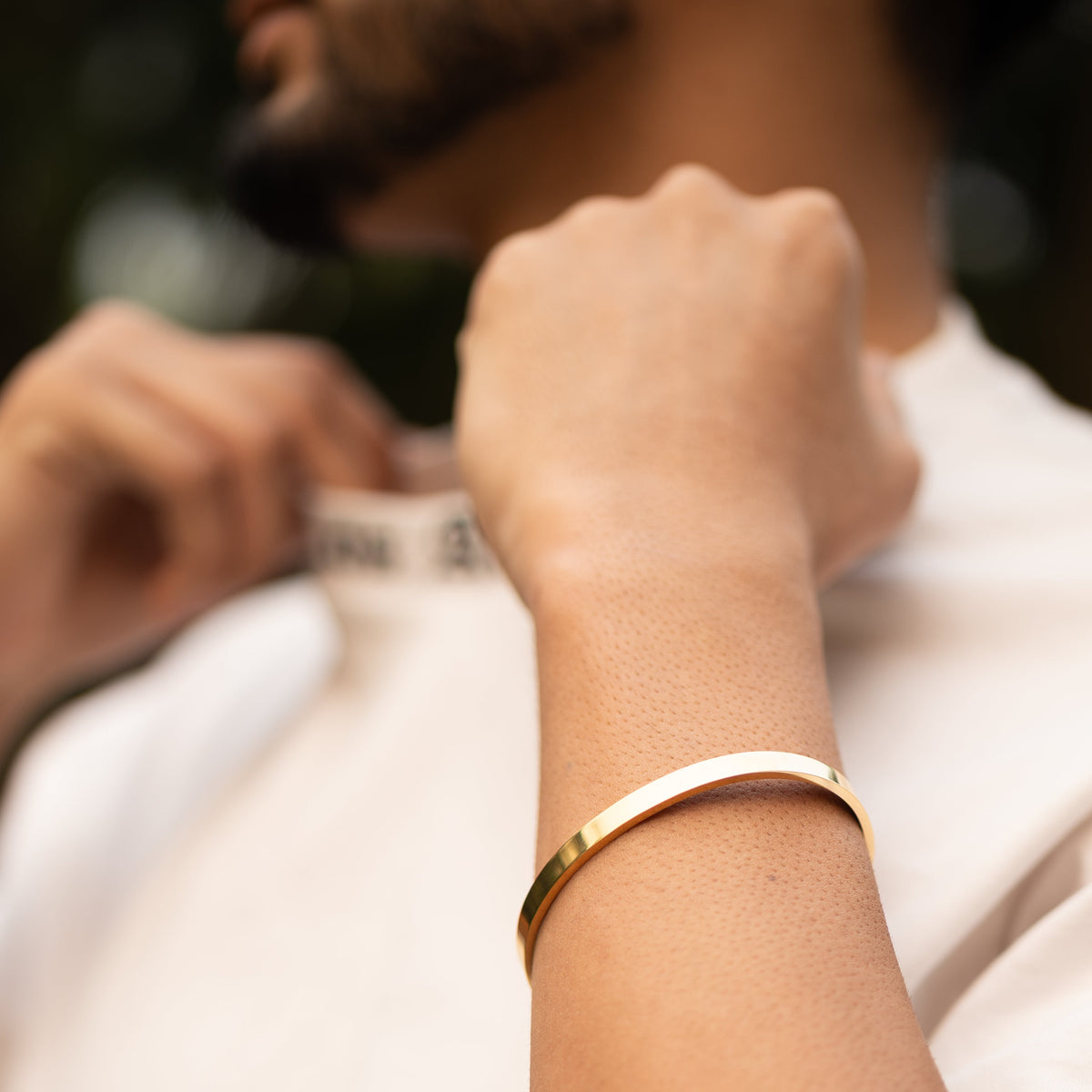 Gold Metal Cuff Bracelet for Men by Nashira, stainless steel bracelet