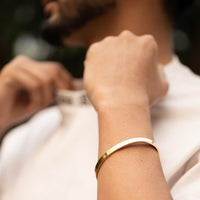 Gold Metal Cuff Bracelet for Men by Nashira, stainless steel bracelet