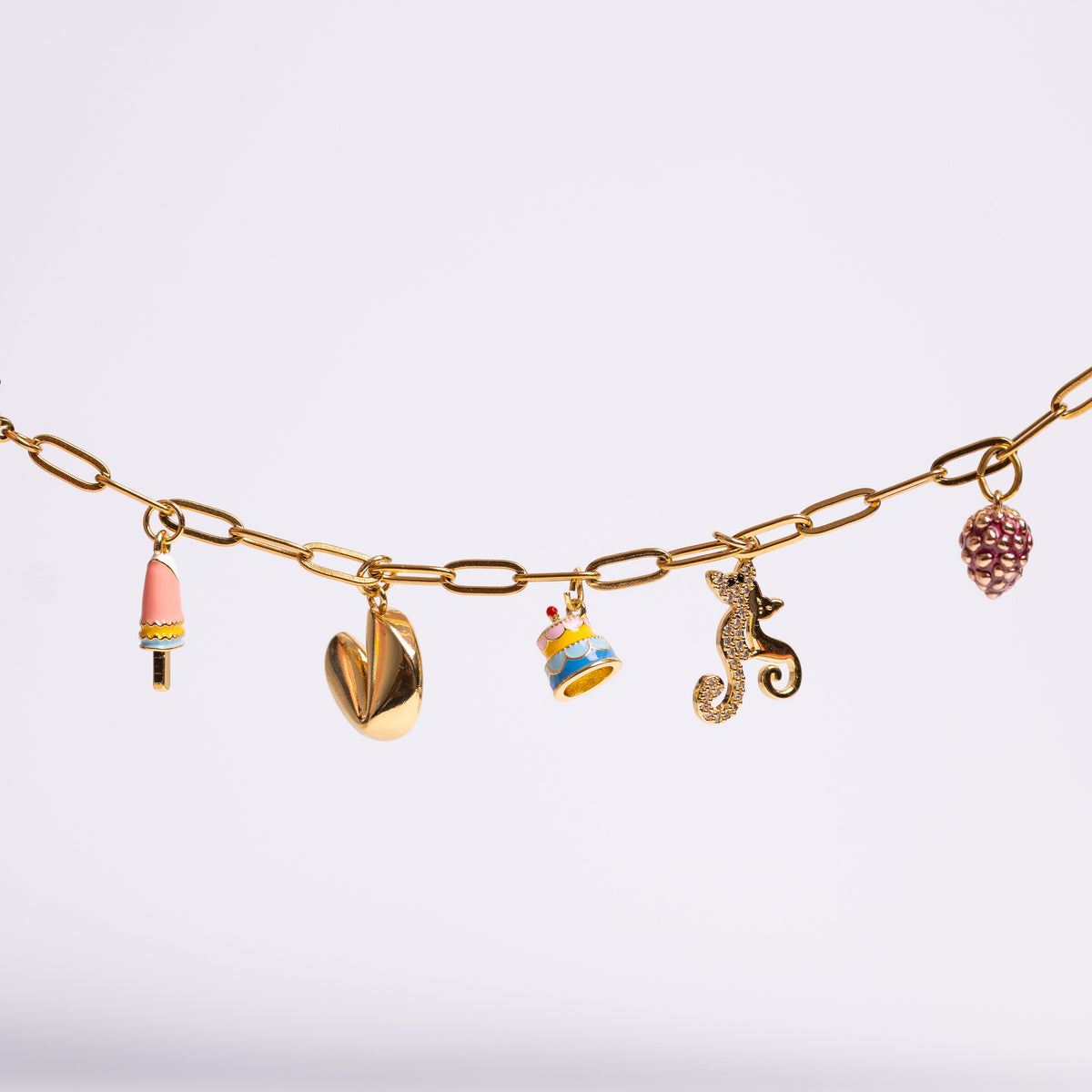 Personalized Charm Bracelet bracelet by Nashira, shown close up