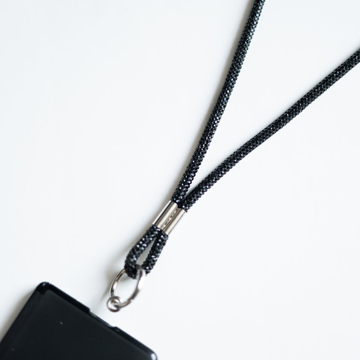 Glitter Lanyard - Noir lanyard by Nashira, shown close up