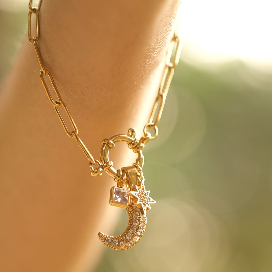 Personalized Cluster Bracelet bracelet by Nashira, shown close up