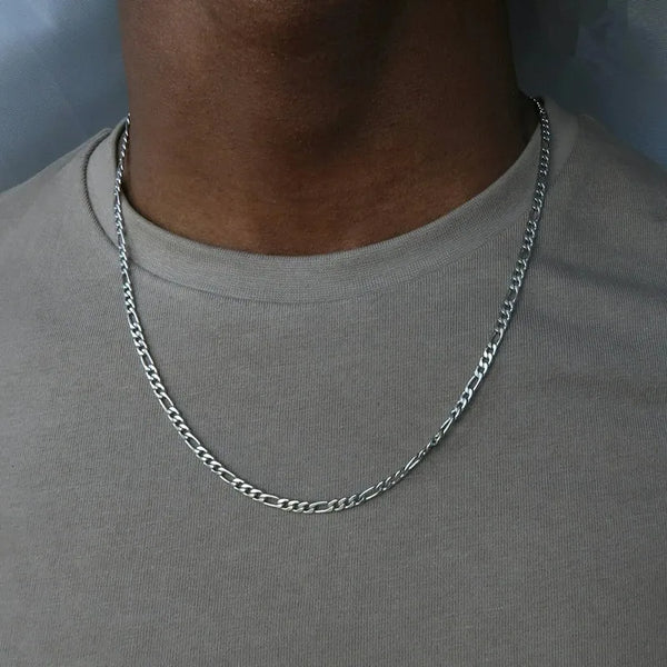 Silver Figaro Chain for Men - Stainless Steel necklace by Nashira