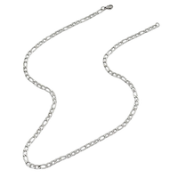 Silver Figaro Chain for Men necklace by Nashira, shown close up