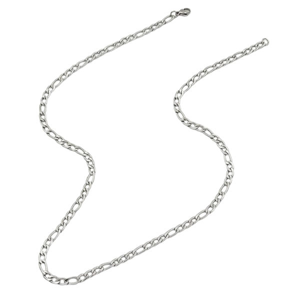 Silver Figaro Chain for Men necklace by Nashira, shown close up