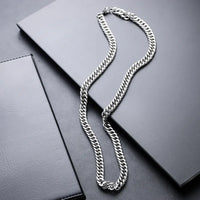 Silver Cuban Chain for Men by Nashira, stainless steel necklace
