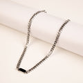 Silver Curb Chain with Stone for Men