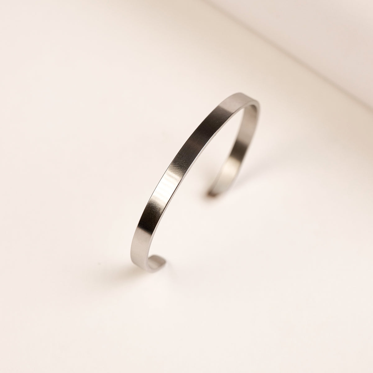 Silver Metal Cuff Bracelet for Men bracelet by Nashira, shown close up