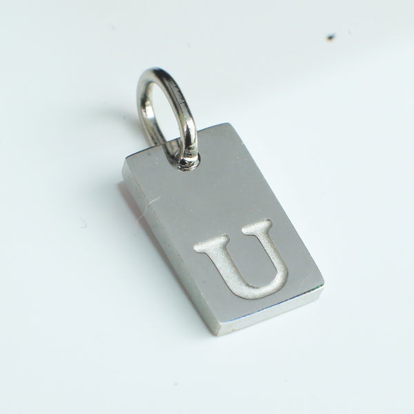 Dainty Alphabet Charm Silver  - U