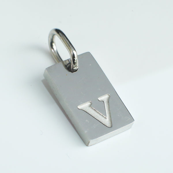 Dainty Alphabet Charm Silver  - V