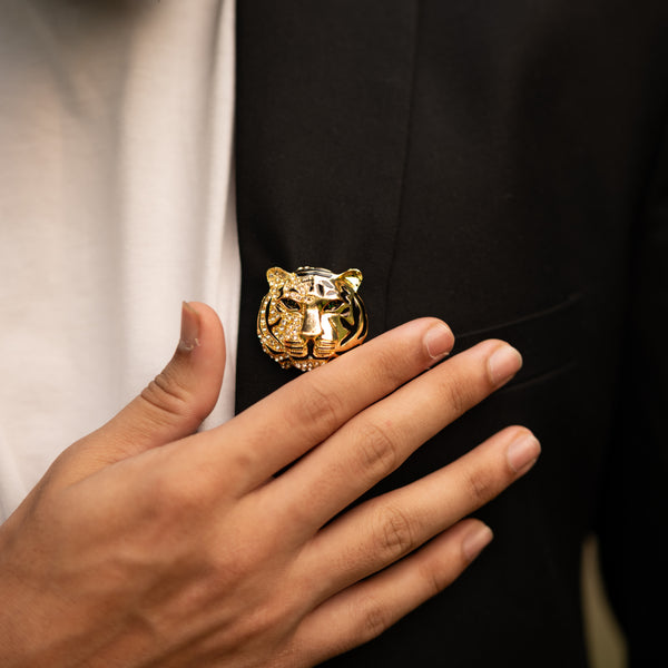 Tiger Brooch - Gold