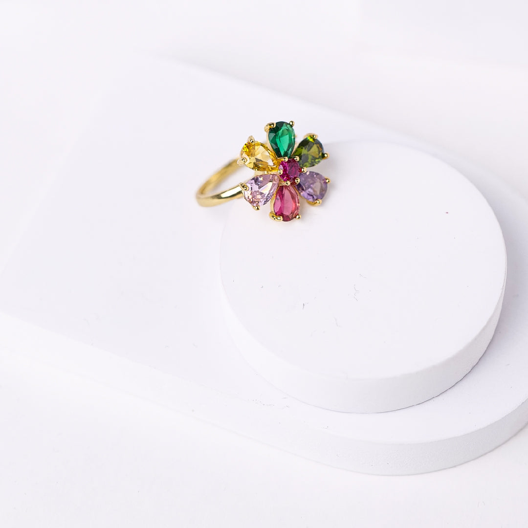 Rainbow Fidget Spinner Adjustable Ring ring by Nashira, shown close up