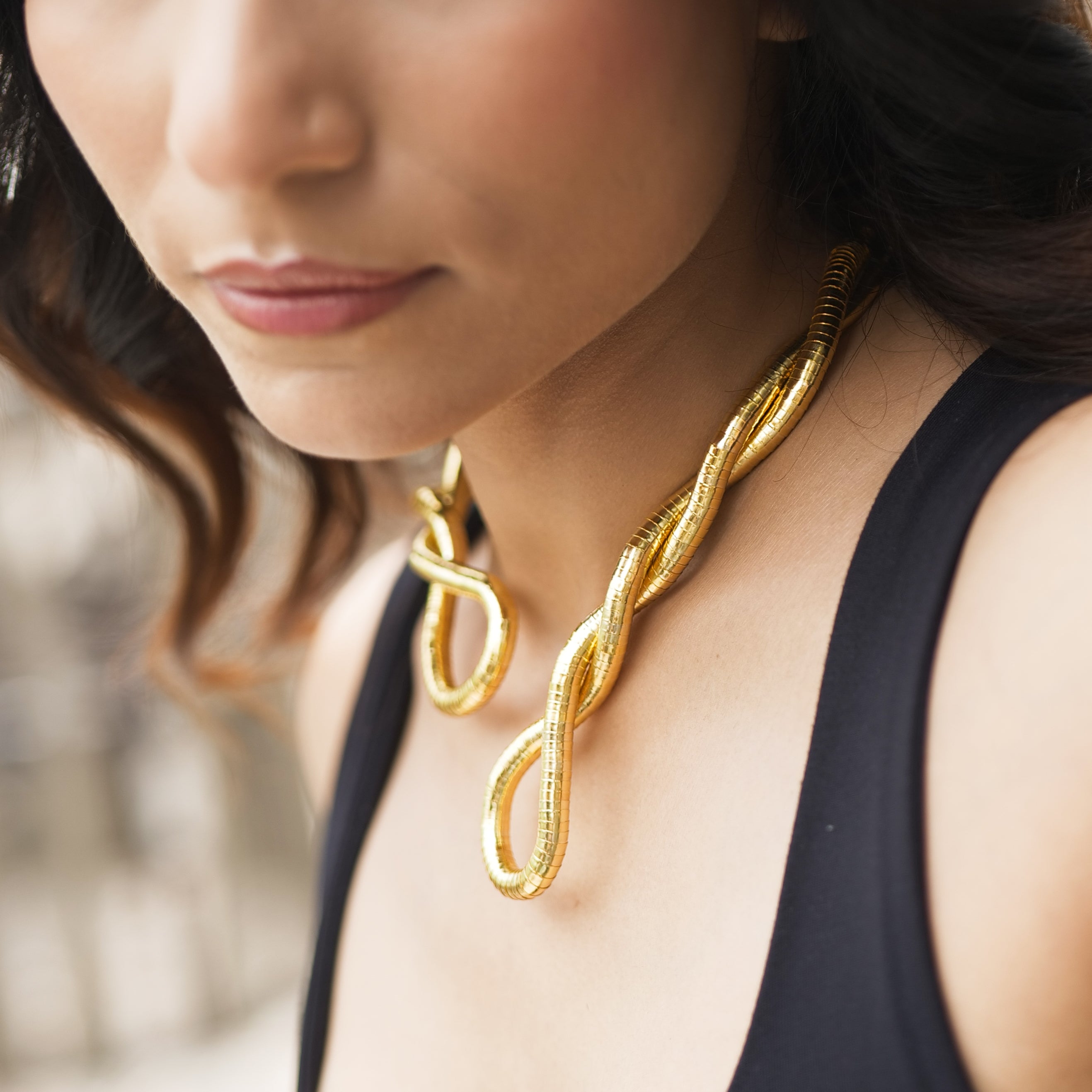 Vega Bendable Snake Necklace - Golden Hour Gold
