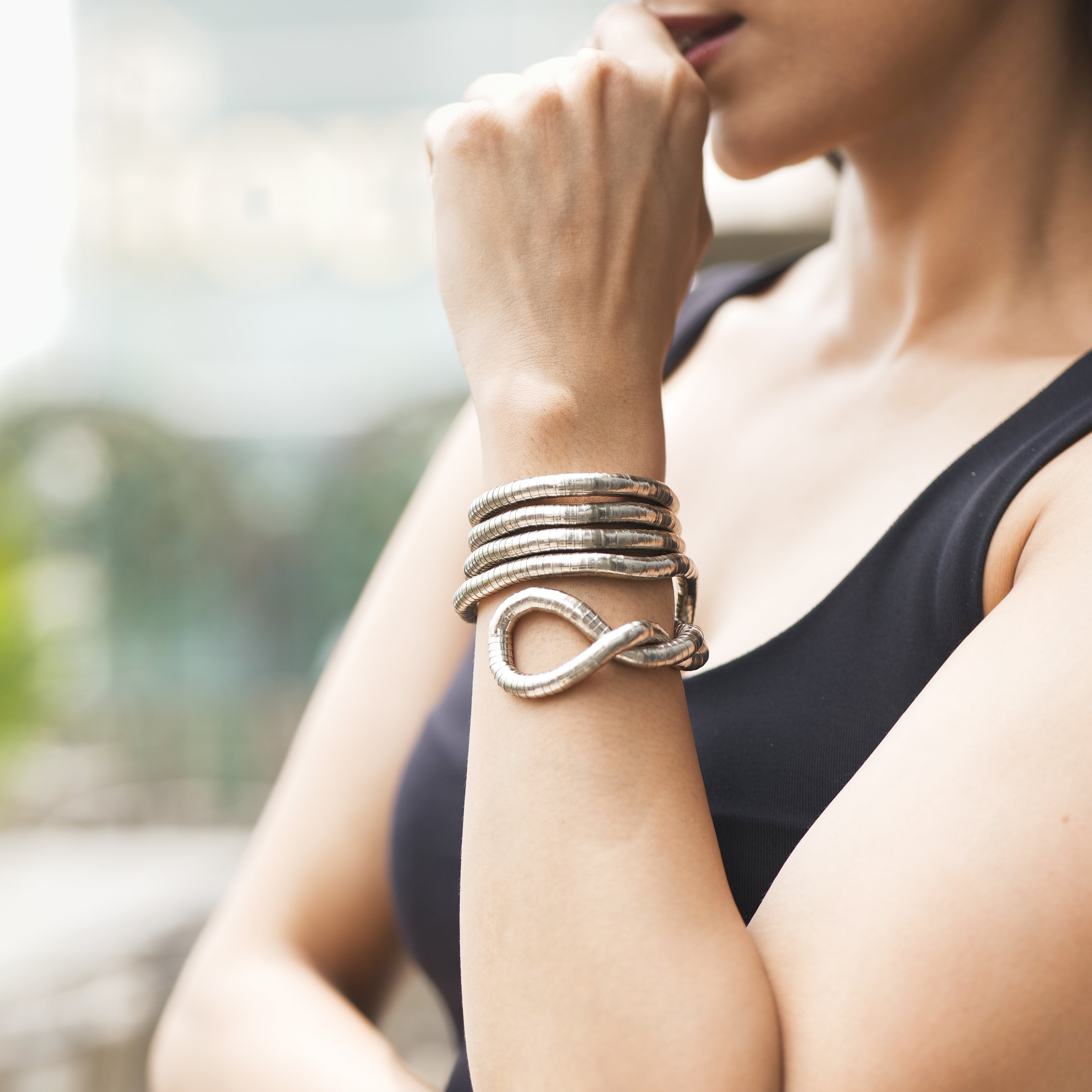 Vega Bendable Snake Necklace - Silver