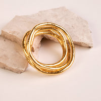 Bendable Snake Necklace - Antique Gold necklace by Nashira, shown close up
