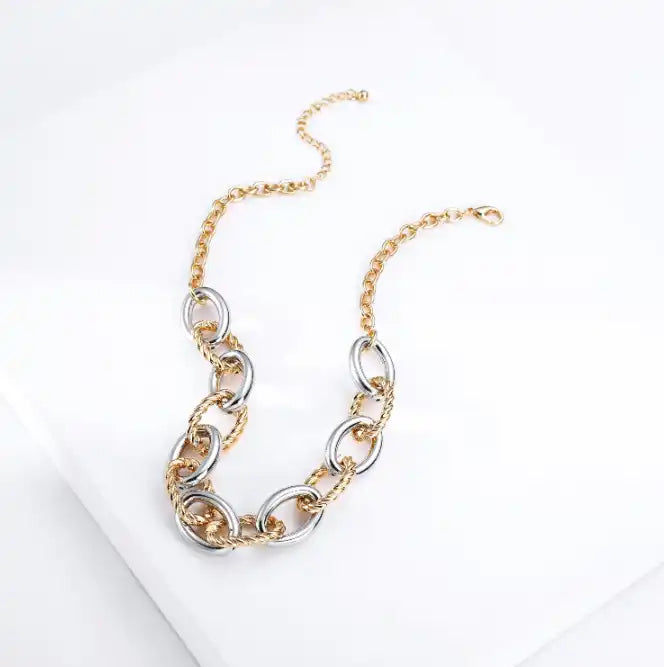 Dual Tone Link Necklace by Nashira, stainless steel necklace