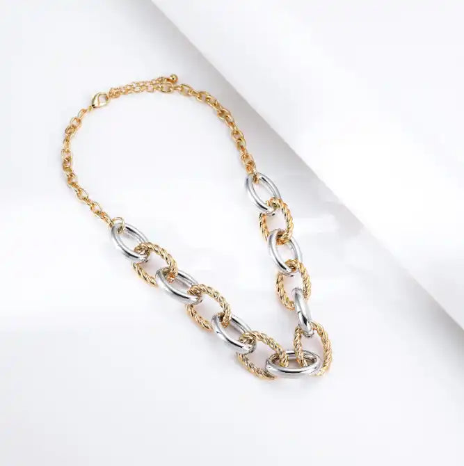 Dual Tone Link Necklace - necklace from the Nashira collection