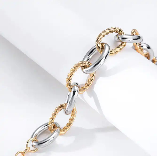Dual Tone Link Necklace necklace by Nashira, styled