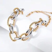 Dual Tone Link Necklace necklace by Nashira, shown close up