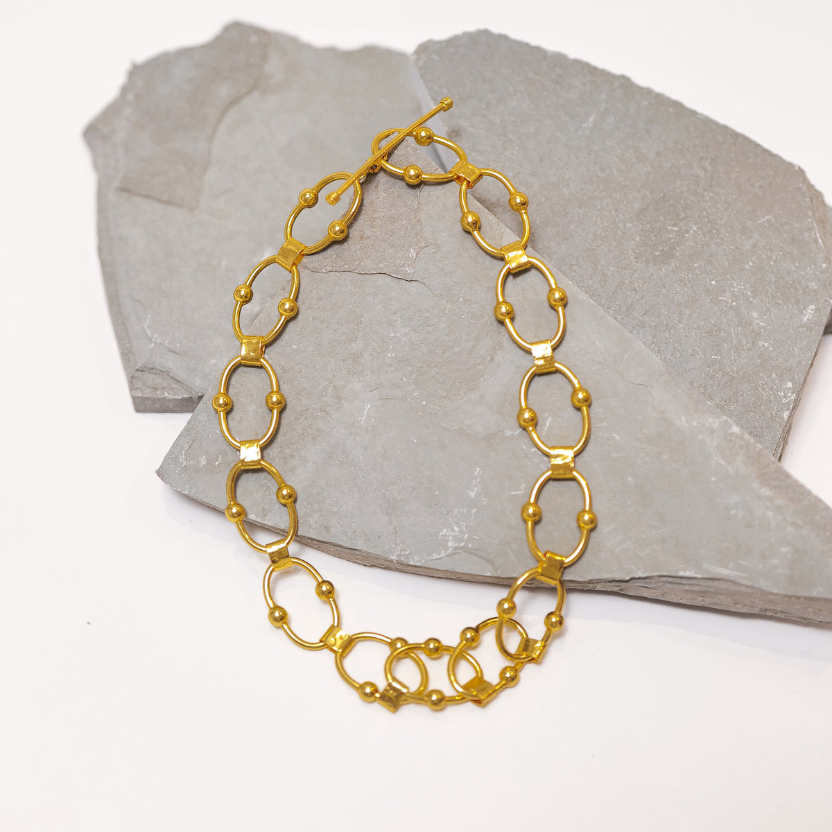Gold Neck Band necklace by Nashira, shown close up