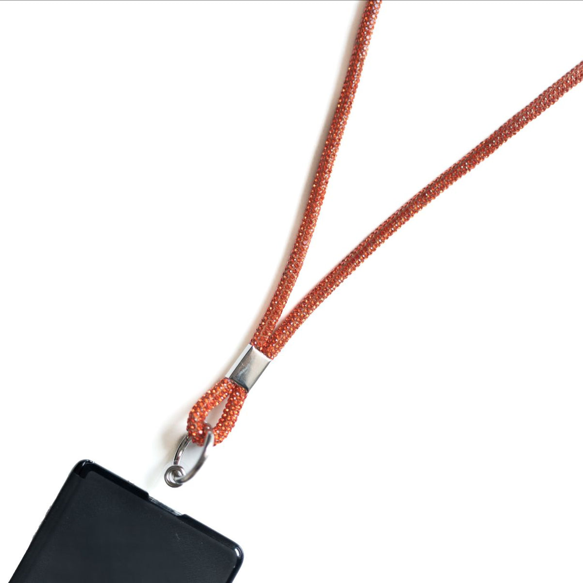 Glitter Lanyard - Orange lanyard by Nashira, shown close up