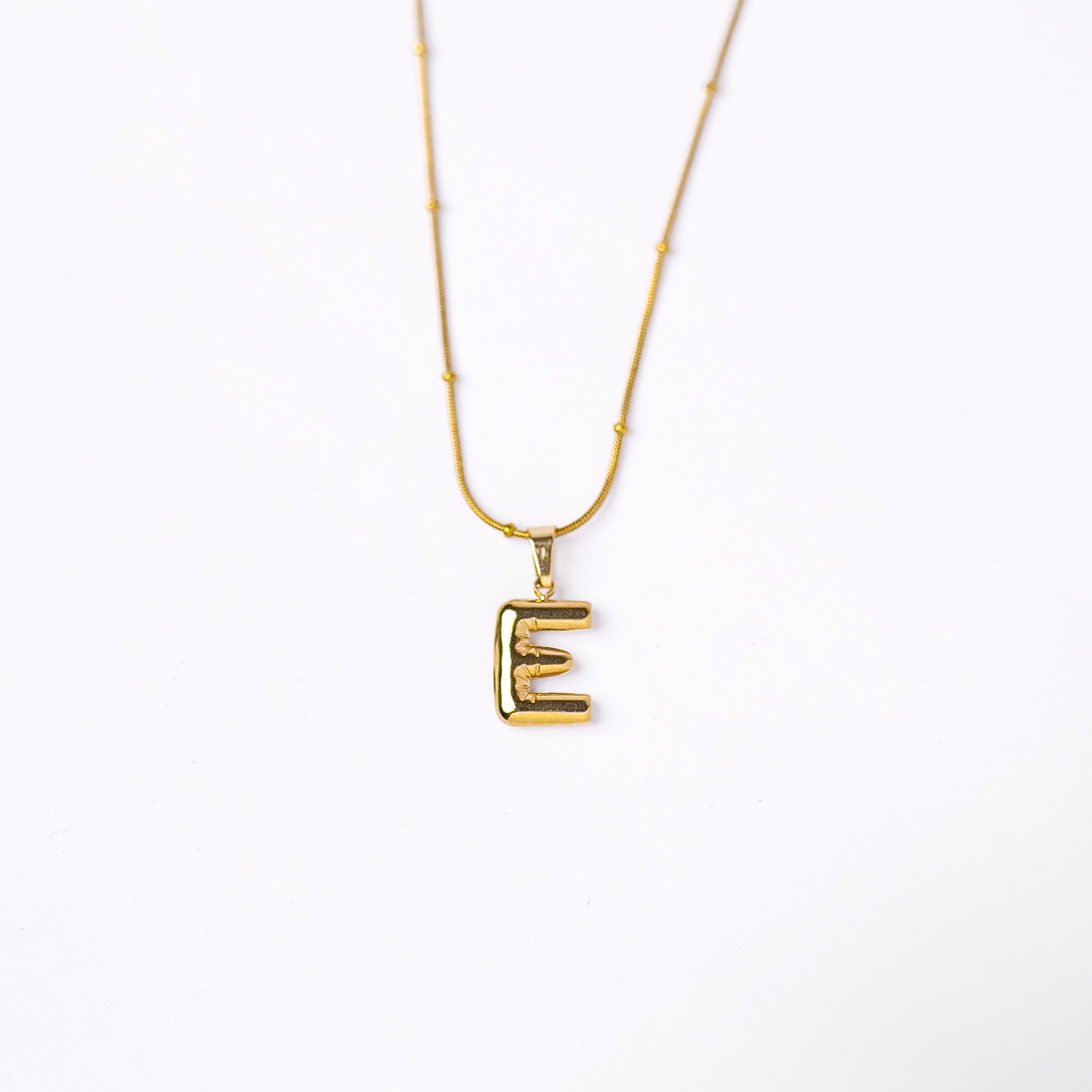 Alphabet E Balloon Pendant with Chain