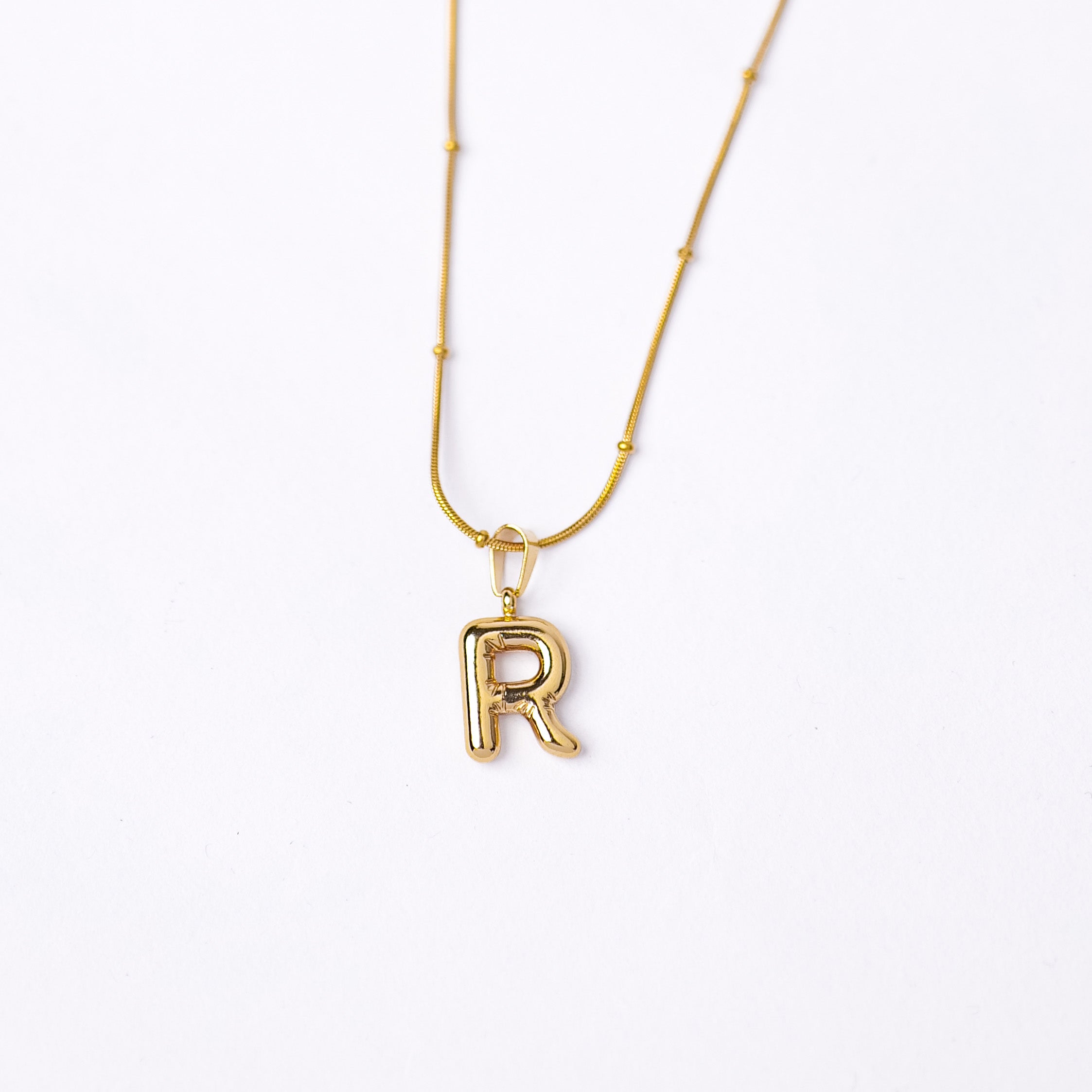 Alphabet R Balloon Pendant with Chain