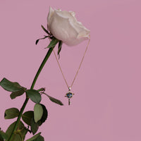 You Are The Key To My World Pendant with Chain necklace by Nashira, shown close up