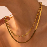 Double Layered Gold Necklace - Stainless Steel necklace by Nashira