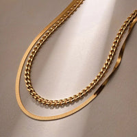 Double Layered Gold Necklace necklace by Nashira, shown close up