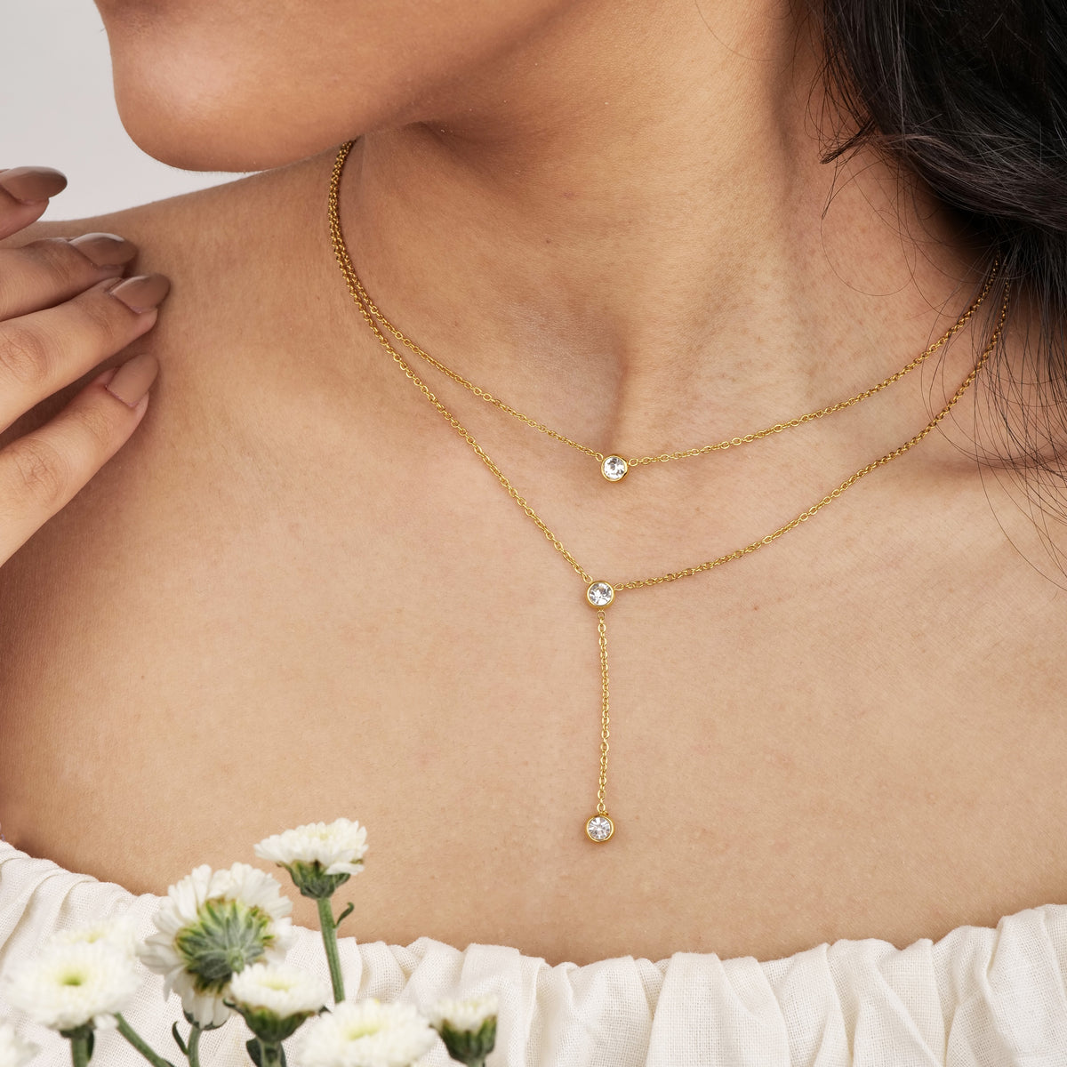 Trio Drop Necklace - Brass necklace by Nashira