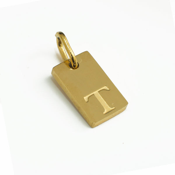 Dainty Alphabet Charm Gold  - T