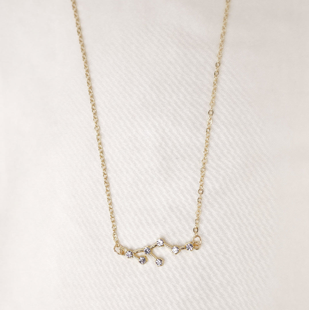 Zodiac Studded Constellation Pendant with Chain - Leo